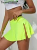 Rokken Skorts Sexy zwarte tennisrok dames 2023 zomerkleding Y2K streetwear mini beach party rokken voor vrouw rave nachtcluboutfits yq240328