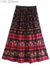 Jupes Skorts Multi imprimé fleuri ethnique Vintage Chic femmes plage bohème jupe dames haute taille élastique rayonne coton Boho Maxi yq240328