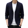 Toppklass Nytt varumärke FI Knit Blazer Mens Top Cardigan Slim Fit Sweater Autum Winter Casual Coats Jackor Mens kläder 2023 17rn#