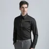 Hohe Qualität Feste Farbe FI Herrenhemden Klassische reguläre Passform LG-Ärmel Formale Busin-Anzüge Männliche schwarze Bluse D3ia #