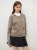 fsle Handmade Bow Knit Cardigan Full Sleeve Women Cardigan 2023 Winter New Brown Women Sweater Casual Loose Office Lady Cardigan H81r#