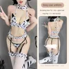 Vaca Sexy Cosplay Traje Maid Tankini Maiô Anime Bikini Set Meninas Roupas de banho Lolita Bra e Panty Set Meias c9bp #