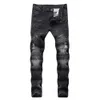 Fi Jeans Hommes Trou Décontracté Déchiré Coupe Slim Rap Hip Hop Pantalon Droit Classique Plissé Denim Pantalon Biker Jeans F0L9 #