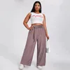 Plus Size Ses Taille Zomer Elegante Wijde Pijpen Broek Elastische Taille Losse Rib Gebreide Casual Rechte Broek Broek Bodems 6XL 7XL u1E2#