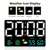 Relógios de parede Grande Relógio Digital Temperatura Umidade Data Display Tempo Alarme de Cor para Quartos Mesa