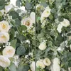 Dekorative Blumen, 2 Stück, künstliche Rosenrankengirlande, 1,5 m, Blumen-Hängekörbe, Pflanzen mit weißen und Eukalyptusblättern, Deko