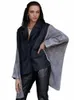 chicever Oversize Denim Jackets For Women Lapel Batwing Sleeve Single Breasted Hit Color Folds Streetwear Spring Jacket Female x5ZE#