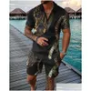 Heren trainingspakken Zomer trainingspak voor heren Rits Oversized 2-delige sets voor mannen Business Casual 3D-geprint Hoge kwaliteit mode Dro Dhxo6