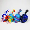 Dernières Coloré Silicone Narguilé Shisha Fumer Pipe À Eau Bubbler Tuyaux Filtre Herbe Sèche Tabac Poignée Bol Portable Amovible CRÂNE Cranium Conception DHL