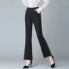 Женские брюки-клеш с боковой полосой для женщин с высокой талией OL, офисные капри, расклешенные женские брюки, одежда