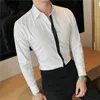 British Style Patchwork Color Ribb Design Shirt Men fi 2022 LG Sleeve Casual Shirts Simple All Match Slim Fit Tuxedo K9GF#