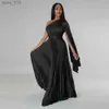 Abiti casual di base Donne vintage Donne a una spalla Sheshes High Waist Big Swing Maxi Long Sexy Party Evening Seta Abito in seta YQ240328