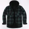 Amerikaanse nieuwe mannen casual groot formaat geruite overhemd herfst en winter capuchon en fleece dik overhemd lg mouw m shir I98K #