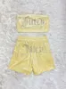 juicy Velvet Camisole Shorts Set Two Piece Matching juicy coture Set Sleeveless Crop Top Short Summer Juicy Tracksuit Outfits for Women juicy coture tracksuit 276