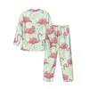 Home Kleding Pyjamasets met schattig flamingopatroon Herfst Tropische dierenprint Romantische dagelijkse nachtkleding Tweedelige oversized nachtkleding voor heren