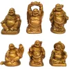 Sculpturen Feng Shui Set van 6 Hars 2 '' Lachende Boeddha Goudstaaf Beeldjes Woondecoratie Cadeau