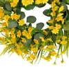 Dekorativa blommor Spring Wreath Silk Artificial Flower Hållbar Daisy Garland Hängande prydnad för Door Wall Farmhouse -fönster