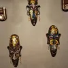 Skulpturen Zakka 3D handgemaltes Kunsthandwerk Geschenk Persönlichkeit Retro afrikanische Masken Metope Wandbehang Dekor für Zuhause Wohnzimmer Bar Ornament