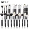 Beili Black Makeup Brushes Set Professional Natural Goat Fiber Hair Borst Foundation Powder Contour Eyeshadow Make Up Borstes 240313