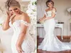 2022 Designer Lace Wedding Dress Plus Size Mermaid Brudklänningar Vintage Appliced ​​Off the Shoulder Sexy Lady Close Dresses Arab3026295