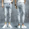 Fi Hohe Qualität Koreanische Fi Designer Slim Luxus Kleidung männer Denim Jeans Casual Solide Ripped Loch Streetwear Hosen n1qT #