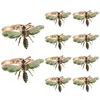 Bakvormen 10st Dragonfly Servet Gesp Ring Legering Groen Insect Drip Diamond Papieren Handdoeken Houder