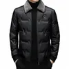 Erkekler Ceket Kış Kış Sıcak Kırış Palto Mavi Kore Fi LG Kollu İnce Siyah Erkekler Kısa Dış Giyim Kürk Yaka Çıkarılabilir J9IB#