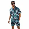 Sommaren Sanya Wind Men's Suit Quick-Torkning kan vara under vattnet vid havet Vacati Fr Shorts Casual Lapel Butt Shirt C0WV#