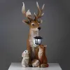 Heykeller Reçine geyiği enfes işçilik hayvan figürü süs çok renkli su geçirmez lamba tilki tavşan kirpi kirpi masaüstü dekor heykelleri