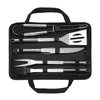 Conjunto de ferramentas para grelha de churrasco, aço inoxidável, ferramentas para grelhar, acampamento ao ar livre, conjunto de ferramentas de cozinha, kit de acessórios para churrasqueira com bolsa
