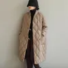 Oversized Losse Katoenen Geruite Jas Midi-Lengte Solide Vintage Opgevulde Jas Inverno Casual Modo Coreano W Outwear 68x9 #