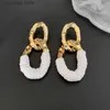 Charme Leder Plissee Oval Ohrringe für Frauen Europa und Amerika Mode Pendler Drop Ohrringe Persönlichkeit Neue Partei Schmuck Y240328