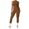 Lu Align i herrens sportkläder Tracksuits Populära europeiska amerikanska länder Gym Bodysuit Tight Fitness Fitness Set ärmlös Yoga Jumpsuit No Chest Pad Lemon Sport