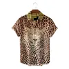 Mens Summer Hawaiian Leopard Print Mönster 3D Print Shirt Topps Beach Style Turn-Down Collar Butt Short Hermes Casual Shirts S6GO#