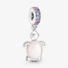 100% 925 Sterling Silver Murano Glass Pink Sea Turtle Dangle Charms Fit Original European Charm Bracelet Fashion Jewelry Accessori276x