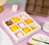 24.5x24.5x10.5cm Nine Palace Grid High Transparent dessert Box eftermiddagste Mooncake Box Egg Yolk bakverk förpackning