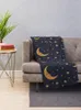 Blankets Vintage Gold Moon And Stars On Blue Throw Blanket Luxury St Sofas Fleece Floral