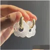 Hoop Huggie örhängen 1st Boho Candy Color Flower Harts Drop Earring för kvinnor Transparent Marbling Acrylic Metal Earings Jewelry Deli Otgik