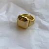 Glossy Square Ring Fashion Gold-Plated Personality Light Luxury Temperament Metal Style Simple Men And Women Jewelry