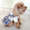 Luxury Fashion Dog Jumpsuits Designer Skirt Dog Apparel Autumn and Winter Plaid Puppy Cat Costume Toffee Couple Princess Dress Pet Clothes for Small Dogs Poodle A257