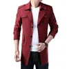 Mens Trench Coats Coat Men Brand Long Jacket Spring Autumn Casual Windbreaker Overcoat Fashion Button Jackets M-7 Xl Drop Delivery App Dhfbg