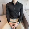 2022 New Solid No Trace Slim Fit Shirts Men Lg Sleeve Busin Casual Formal Dr Shirts Luxury Social Club Party Shirt Homme 53Ih#