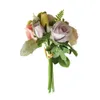 Bouquet de fleurs artificielles en soie, pour Simulation, Bouquet de mariée, accessoires de décoration de maison, fausse couronne de roses