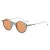Солнцезащитные очки RG1038S, круглые, из чистого титана, на клипсе, складные, с откидной крышкой, сверхлегкие, портативные, унисекс, классические очки ручной работы