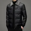 Erkekler Ceket Kış Kış Sıcak Kırış Palto Mavi Kore Fi LG Kollu İnce Siyah Erkekler Kısa Dış Giyim Kürk Yaka Çıkarılabilir J9IB#
