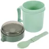 Servis isolerad lunchbehållare: bred munburk för soppa spannmål frukost kopp mikrovågsugn bärbar blå