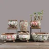 Jardinières Antique peint à la main fleuron en céramique succulente Pot de fleur Nordci moderne pouce bonsaï en pot artisanat créatif décorations
