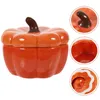 Candle Holders Pumpkin Tea Light Holder Ceramic With Lid 9.5x9.5x8cm