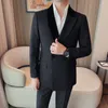 Giacca da uomo di lusso doppio petto da sposa per uomo Slim Fit Busin Cappotti sociali Abbigliamento uomo Banchetto Party Tuxedo Blazer 2023 19PD #