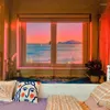 Tapisseries maison INS mur suspendu tissu coucher de soleil lueur fenêtre tapisserie paysage fond tissu chambre chambre chevet décoration